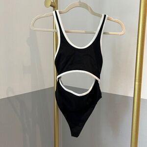 Urban Outfitters Black & White Cutout Bodysuit